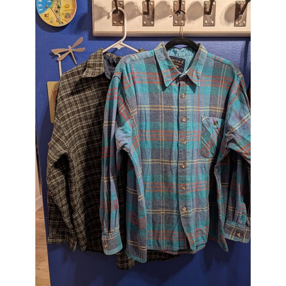 Smith's Workwear Long Sleeve Plaid Flannel Shirt Bundle - Men's XL